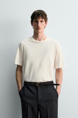 CAMISETA RELAXED FIT ALGOD?N - LINO / Blanco - Zara фото 2