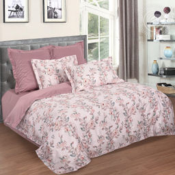 Постельное белье Мадлена (мако-сатин) Евро/Пододеяльник (молния, ушки): 1 шт.- 220*200; Простыня: 1 шт.- 260*240; Наволочка (молния, ушки): 2 шт.- 70*70; Наволочка (молния, ушки): 2 шт.- 50*70 Мако - сатин