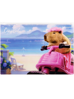 Цена за 2 шт. Папка на молнии А4 Prof-Press "КапиБарби" (ПК-8677) 180мкм, с рисунком