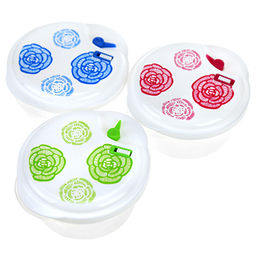 Контейнер пластмассовый Розы 0,35л - д11см h5,5см, набор 3шт, с пароотводом, для хранения в холодильнике, цвета микс (Китай) - Домашняя мода фото 3