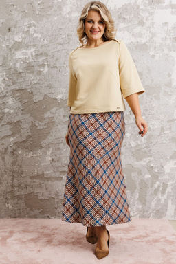 Костюм Anastasia 1174 сливочный/клетка