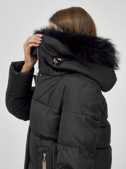 Куртка Бренд Visdeer  ПРЕМИУМ КЛАССА зимняя с мехом ЕНОТА, черного цвета  фото 15