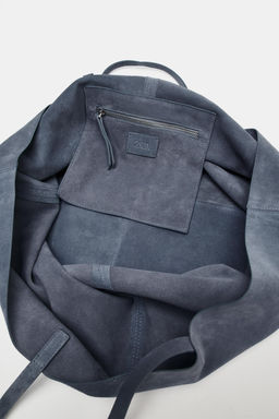 BOLSO PIEL SERRAJE MAXI SHOPPER / Azul - Zara фото 8