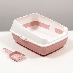 Лоток для кошек совок+ сетка 50.5×39×23 см, розовый