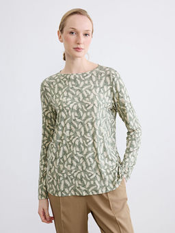 Bisiklet Yaka Desenli Kad?n Ti??rt