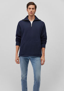 Yar? Fermuarl? Lacivert Sweatshirt