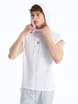 Kap??onlu Bask?l? Erkek Kolsuz Ti??rt