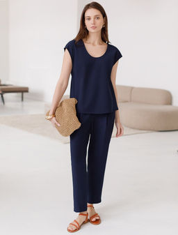 Блузка с U вырезом скроенная по косой из плотного лиоцелла - Vilatte фото 3