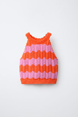 TOP PUNTO CROCHET RAYAS / Naranja fl?or - Zara фото 4