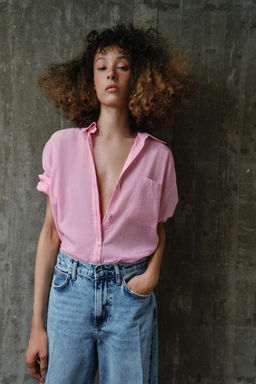 CAMISA OVERSIZE ALGOD?N / Rosa palo