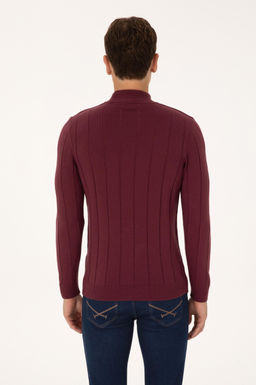 Erkek Slim Fit Yar_m Bal_k__ Yaka Bordo Kazak - U.s. polo assn фото 5