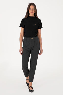 Kad_n Antrasit Carrot High Waist Fit Kanvas Pantolon Sepette S_rpriz _ndirim