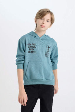 Толстовка с капюшоном и принтом для мальчиков - Defacto фото 3