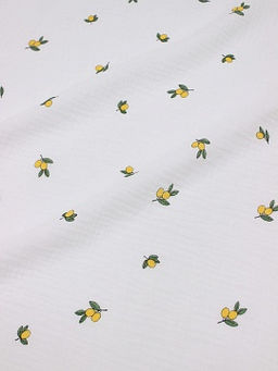 Муслин двухслойный с эф.жатости Абрикосики цв.белый, ш.1.39м, хлопок-100%, 120гр/м.кв