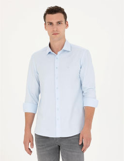 A__k Mavi Slim Fit Uzun Kollu G_mlek