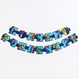 Гирлянда на люверсах «С Днем Рождения!», Трансформеры, дл. 230 см, синяя