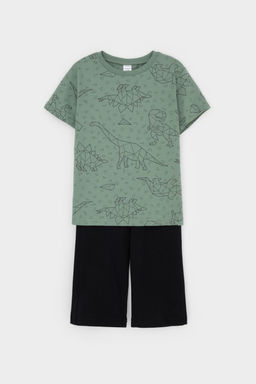 К 1614/динозавры на зеленом,черный пижама дет