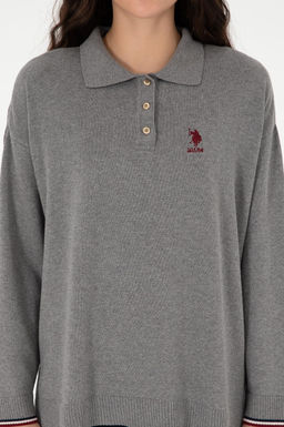 Женский серый меланжевый свитер Неожиданная скидка в корзине - U.s. polo assn фото 6
