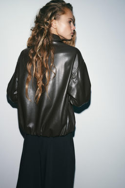 LEATHER EFFECT JACKET WITH ELASTICATED DETAILS - Zara фото 11