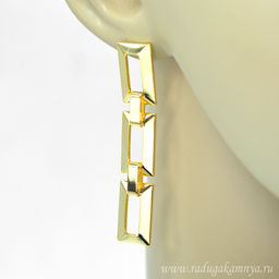 Серьги "Цепи" 11*65мм золотистые, 13г