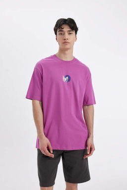 Футболка Comfort Fit с круглым вырезом и короткими рукавами с принтом на спине - Defacto фото 4