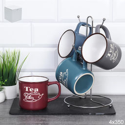 Кружки 4 штуки на металлическом стенде 350 мл / 20974-4/ - Галеонтрейд фото 2