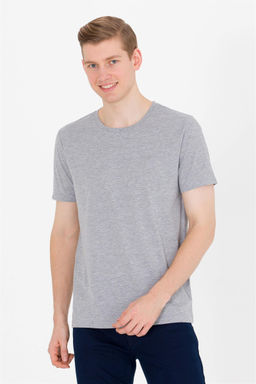 U. S. Polo Assn Мужская серая меланжевая базовая футболка с круглым вырезом - U.s. polo assn фото 10