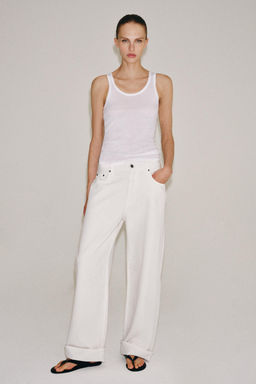 JEANS ZW COLLECTION BAGGY TIRO MEDIO / Blanco roto - Zara фото 4