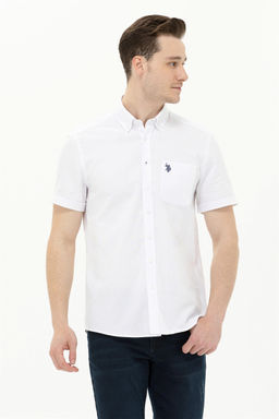Мужская белая рубашка с коротким рукавом - U.s. polo assn фото 8