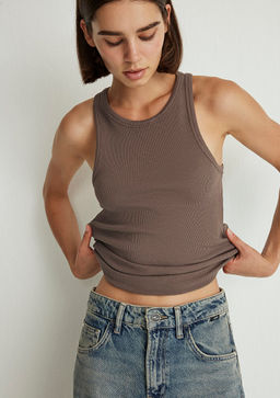 Halter Yaka Kahverengi Basic Atlet