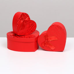 Набор подарочных коробок сердце 3 в 1, красный, I Love You, 21?19?9 - 15.5?14?6 см