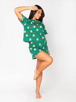 Пижама женская кулирка с шортами "КРИСТИ" ЗЕЛЕНЬ