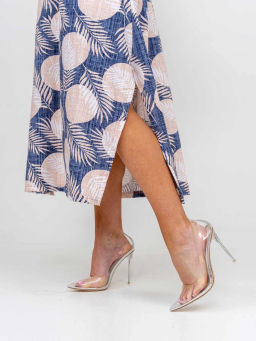 Платье женское, цвет синий бежевый