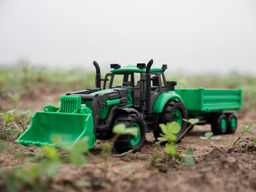 Трактор Прогресс с бортовым прицепом и ковшом инерционный (зелёный) (в коробке) - Полесье фото 10