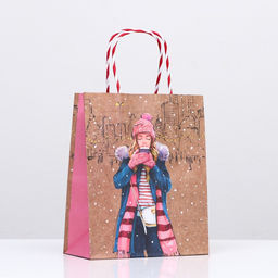 Пакет подарочный Новогодняя прогулка 18 х 22,3 х 10 см