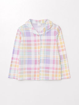 G?mlek Yaka Ekose K?z ?ocuk Pijama ?st