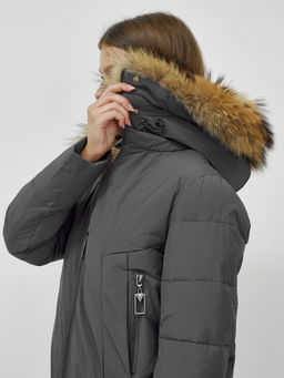 Куртка ПРЕМИУМ КЛАССА зимняя с мехом ЕНОТА, темно-серого цвета - Mtforce фото 9