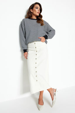 TRENDYOLMILLA Ekru Dugme Kapamal? Denim Kot Etek TCTSS23EE00024  фото 13