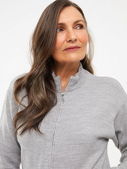 Dik Yaka D?z Uzun Kollu Kad?n Triko H?rka