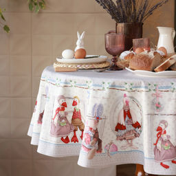 Скатерть Этель Пасхальные Тильды d=215 см, 100% хл, саржа 190 гр/м2