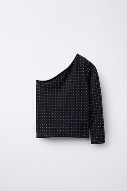 ASYMMETRIC SEAMLESS RHINESTONE T-SHIRT - Zara фото 2