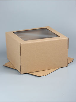 Цена за 5 шт. Кондитерская упаковка, с окном, крафт, 30 х 30 х 20 см - UPAK LAND фото 3