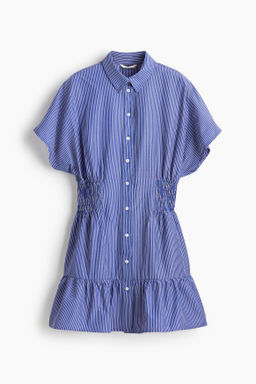 Vestido camisero con cintura nido de abeja