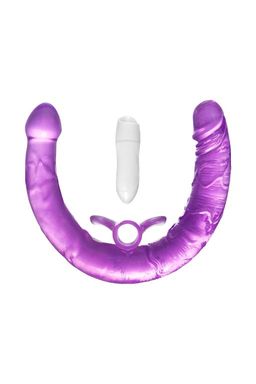 Фаллоимитатор двусторонний с вибропулей TOYFA Double Dildo with Vibro Bullet, TPR, фиолетовый, 35 см фото 5