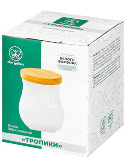 Банка д/хранения 700 мл 10,5*10,5*13 см Тропики+ дерев. крышка с силик. упл. - Elan gallery фото 19