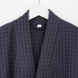 Халат вафельный женский удлинённый «Этель» Boho, размер 50-52, хлопок, 290 г/м², тёмно-серый