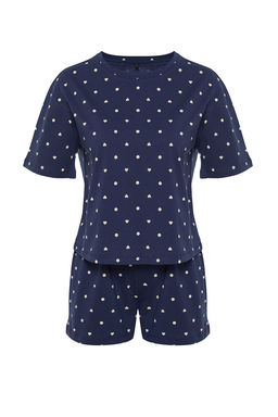 Trendyolmilla Beyaz %100 Pamuklu Puantiyeli ve Kalpli Sortlu Orme Pijama Tak?m? THMSS21PT1485 фото 48