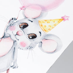 Наклейка интерьерная цветная «Мышонок в воздушным шариком», 29×57 см