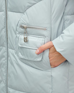 Куртка зимняя женская с капюшоном модная голубого цвета 3193Gl - Visdeer фото 5