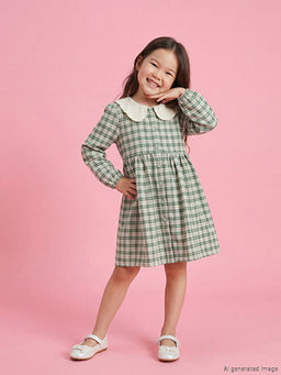 Bebe Yaka Ekose Flanel K?z ?ocuk Elbise